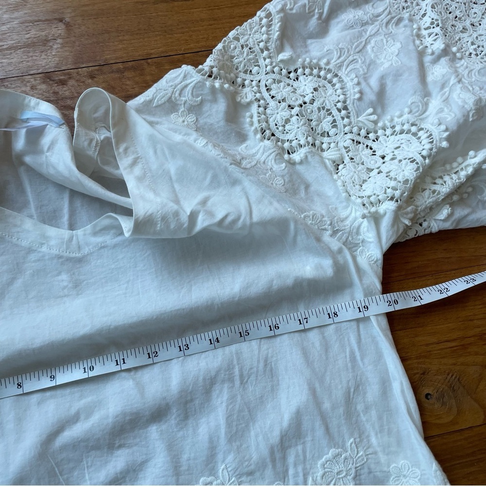 Anthropologie Eberjey Castaway White Cotton Lace Tunic Top Coverup sz M/L - Picture 10 of 12